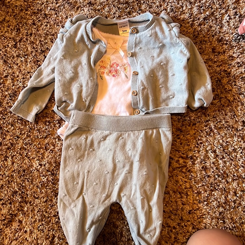 Girls blue 3 month outfit 3 piece set